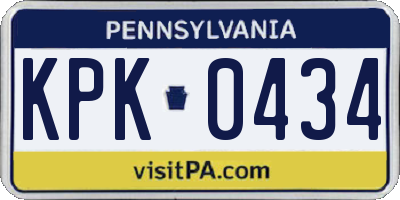 PA license plate KPK0434