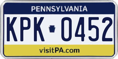 PA license plate KPK0452