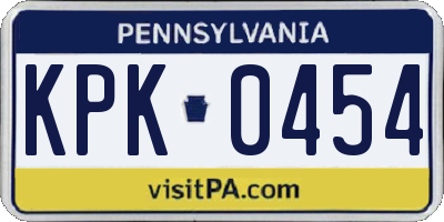 PA license plate KPK0454