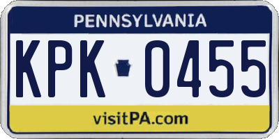 PA license plate KPK0455