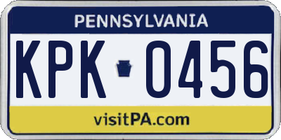 PA license plate KPK0456