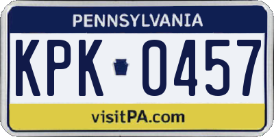 PA license plate KPK0457
