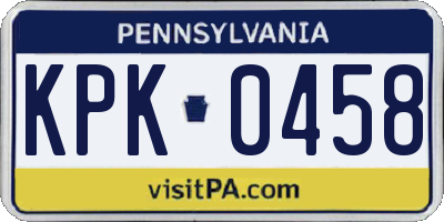 PA license plate KPK0458