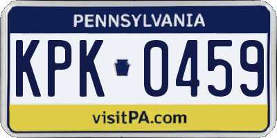 PA license plate KPK0459