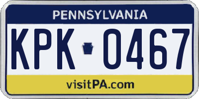 PA license plate KPK0467