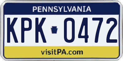 PA license plate KPK0472