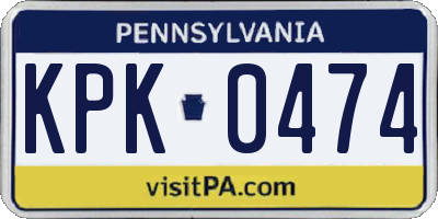 PA license plate KPK0474