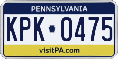 PA license plate KPK0475