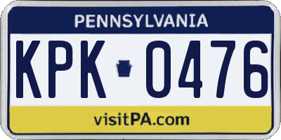 PA license plate KPK0476
