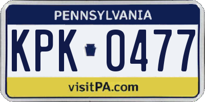 PA license plate KPK0477