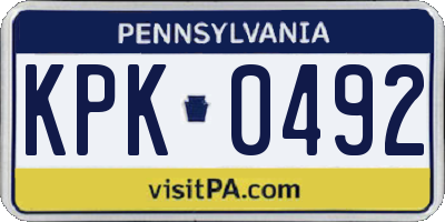 PA license plate KPK0492