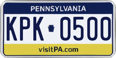 PA license plate KPK0500