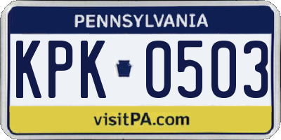 PA license plate KPK0503
