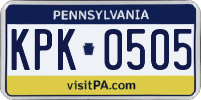 PA license plate KPK0505