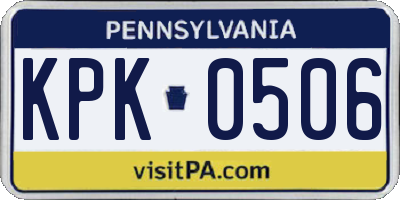 PA license plate KPK0506