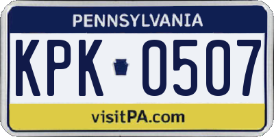 PA license plate KPK0507