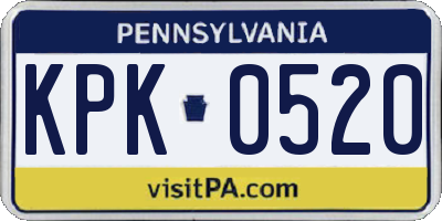 PA license plate KPK0520