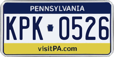 PA license plate KPK0526