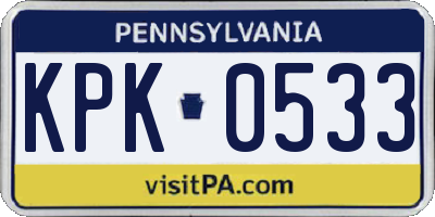 PA license plate KPK0533