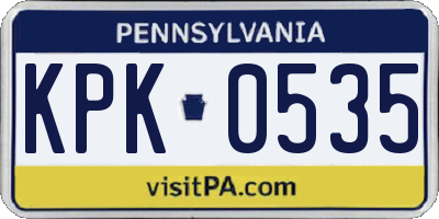PA license plate KPK0535