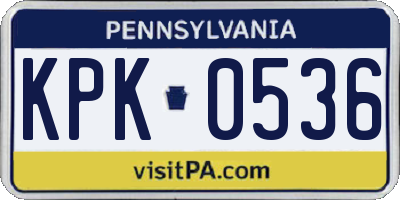 PA license plate KPK0536