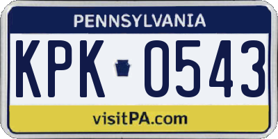 PA license plate KPK0543