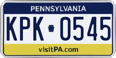 PA license plate KPK0545