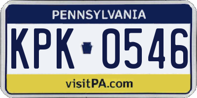 PA license plate KPK0546