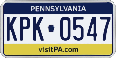 PA license plate KPK0547