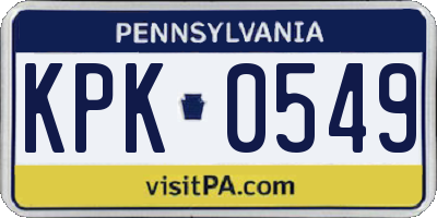 PA license plate KPK0549