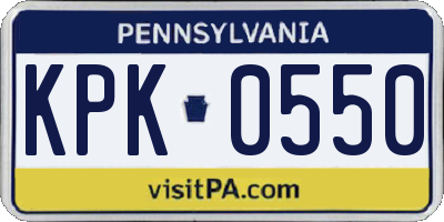 PA license plate KPK0550