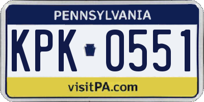 PA license plate KPK0551