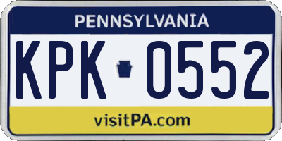 PA license plate KPK0552