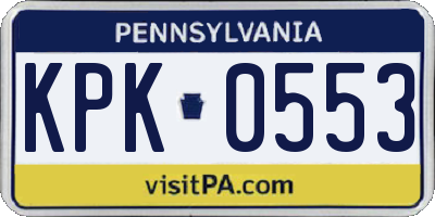 PA license plate KPK0553