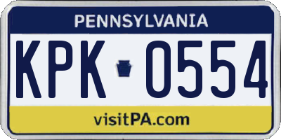 PA license plate KPK0554
