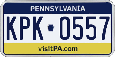 PA license plate KPK0557