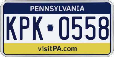 PA license plate KPK0558