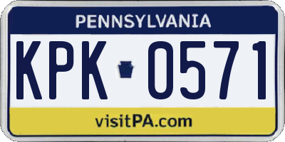 PA license plate KPK0571