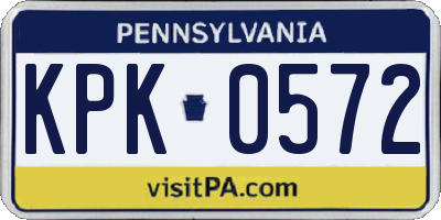 PA license plate KPK0572