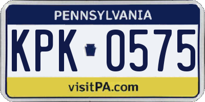 PA license plate KPK0575