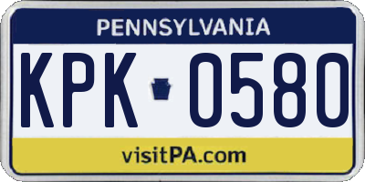 PA license plate KPK0580