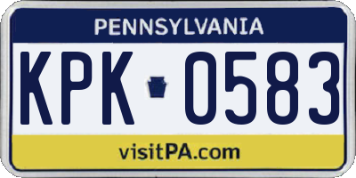 PA license plate KPK0583