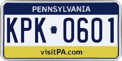 PA license plate KPK0601