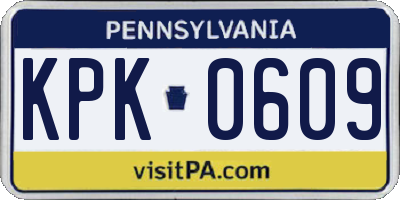 PA license plate KPK0609