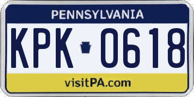 PA license plate KPK0618
