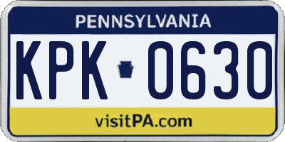 PA license plate KPK0630