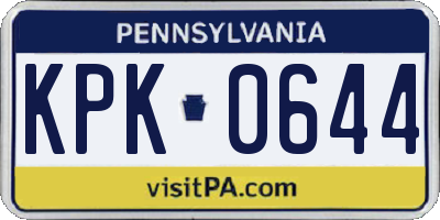 PA license plate KPK0644