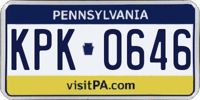 PA license plate KPK0646