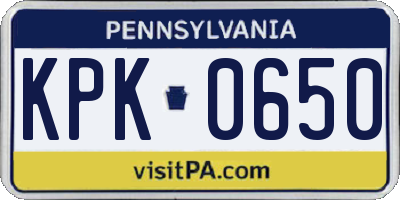 PA license plate KPK0650