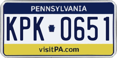 PA license plate KPK0651